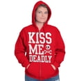 thumbnail image 3 of Valentines Day Skull Kiss Me Deadly Zip Hoodie Sweatshirt Women Brisco Brands M, 3 of 6