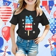 thumbnail image 2 of 250 Anniversary Usa Shirt Summer Tops Graphic Tees for Girls Stylish Printed Short Sleeve Round Neck Comfortable Casual Daily Everyday Wear Black, 2 of 5