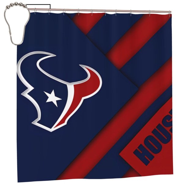 Cortina de ducha de secado rápido para baño, impermeable, con ganchos, diseño de fútbol americano, para baño, de 72 x 72 pulgadas
