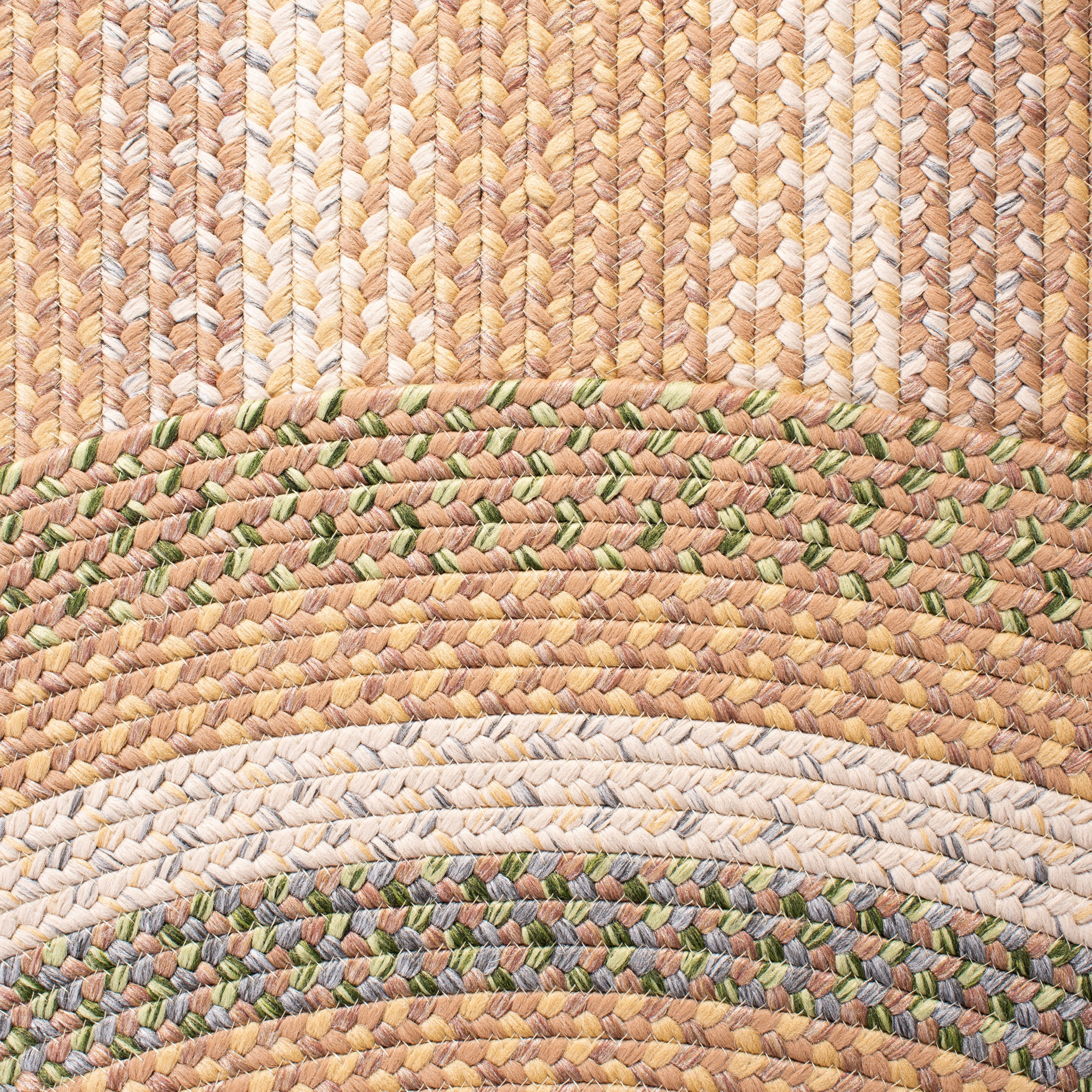 SAFAVIEH Braided Marco Bordered Machine Washable Reversible Area Rug, Tan/Multi, 3' x 5' Oval