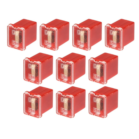 Unique Bargains 10 Pcs Mini Box Shaped Fuse 50 Amps Universal for Pickup Truck Cars SUV Durable Plastic Metal Red