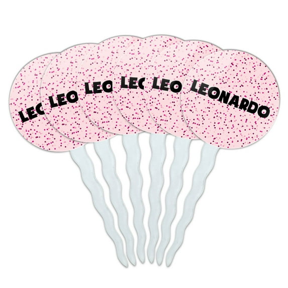 Leonardo Cupcake Picks Toppers - Set of 6 - Pink Speckles