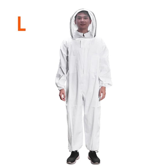 Eigraketly Traje de apicultura súper grueso, velo de esgrima plegable, mono de talla L, traje de protección de abejas, delantal con cremallera frontal Jardín y Patio Numero 3 Eigraketly TO005288-03