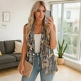 thumbnail image 2 of Psesaysky Women's Waistcoat Brown Hunting Camo Print Sleeveless Button Down V-Neck Suit Vests with Pockets Casual Work Office Outerwear, Size 5XL, 2 of 6