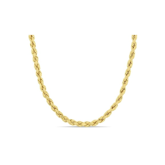 Gem & Harmony 10K Yellow Gold Rope Chain Necklace (24 inches) for Men