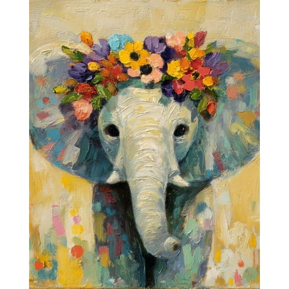 Paint by Numbers for Adults Kids Beginner Flower Crown Elephant DIY Acrylic Painting by Numbers Kits with Brushes Acrylic Pigment Home Decoration Gifts 16 x 20 inch