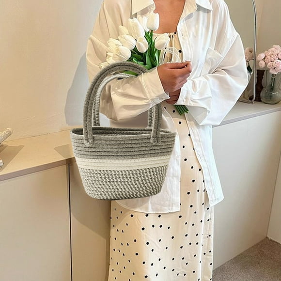 Summer Straw Bag For Women Shoulder Beach Buckets Bags Woven Tote Handbag Shopping Travel 2025 Handbag Beach Bag
