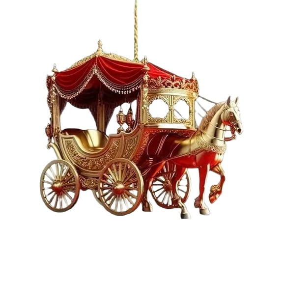 Zeiwohndc Acrylic Horse Carriage Decorations Festive Holiday Hanging Ornaments Gift