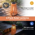 thumbnail image 4 of The Growing Ground 2 pack Solar LED Modern Geometric Lanterns with Handle, Orange, 4 of 9