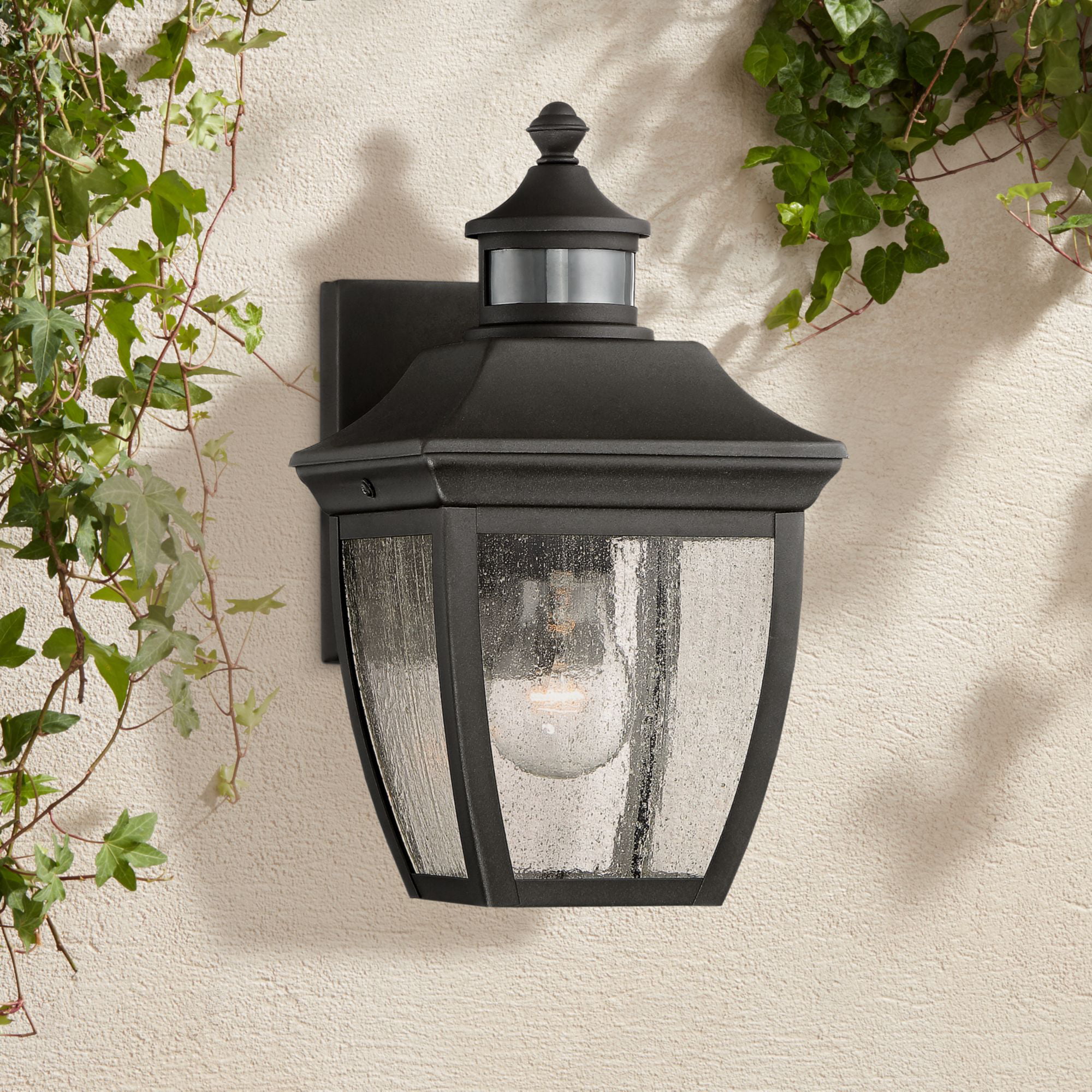 Outdoor Motion Sensor Wall Lantern Exterior Glass Light Fixture Patio Porch Lamp 