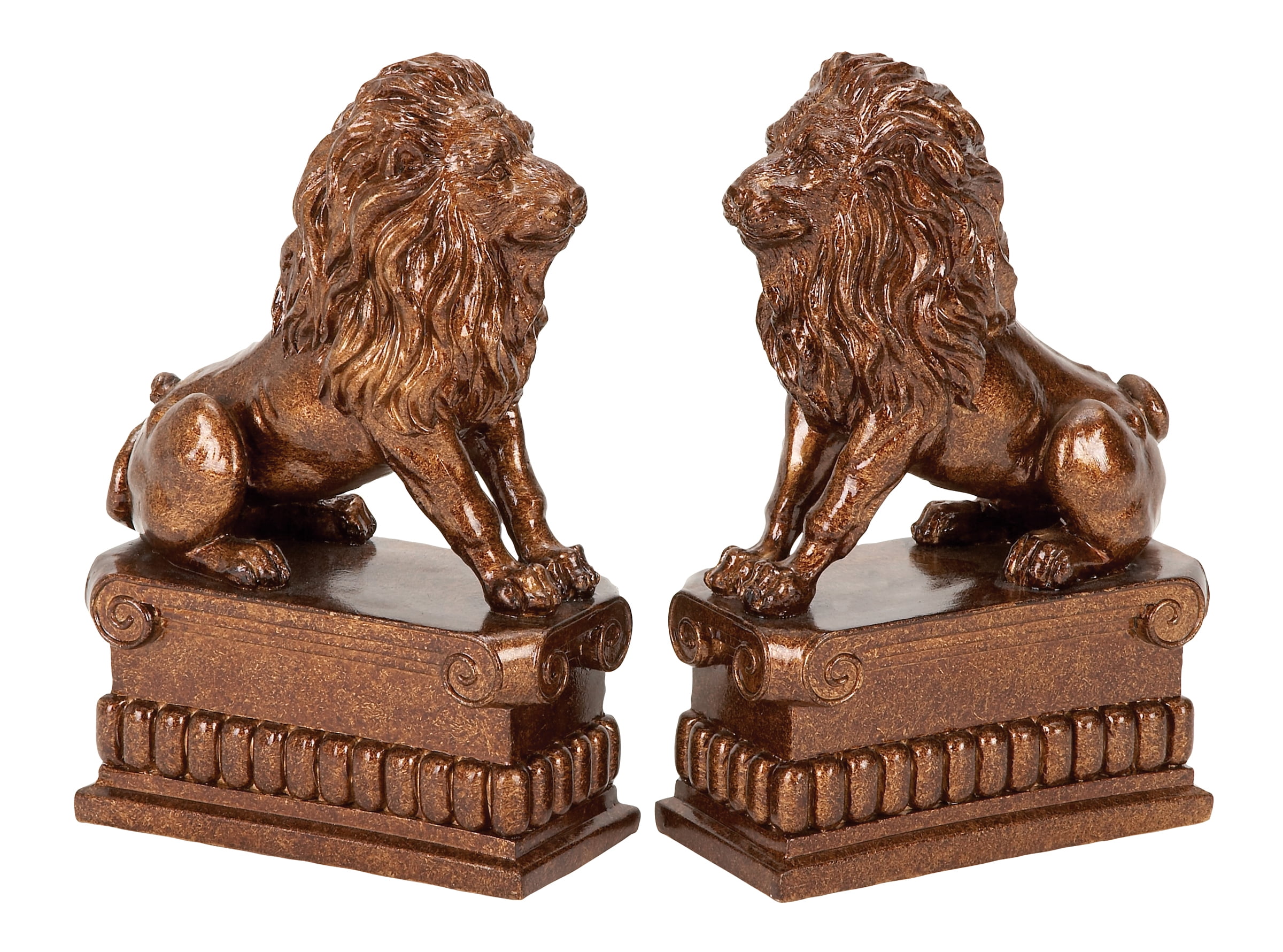 Polystone Lion Bookend Pair Unique Table And Shelf Decor With Utility