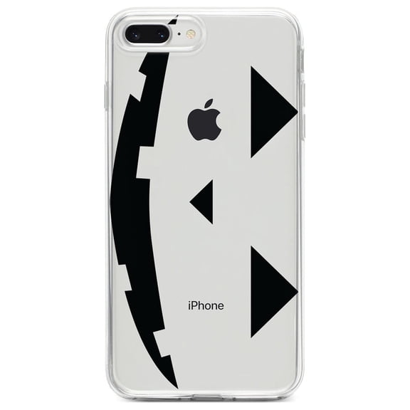 DistinctInk Clear Shockproof Hybrid Case for iPhone 7 PLUS / 8 PLUS (5.5" Screen) - TPU Bumper, Acrylic Back, Tempered Glass Screen Protector - Pumpkin Face