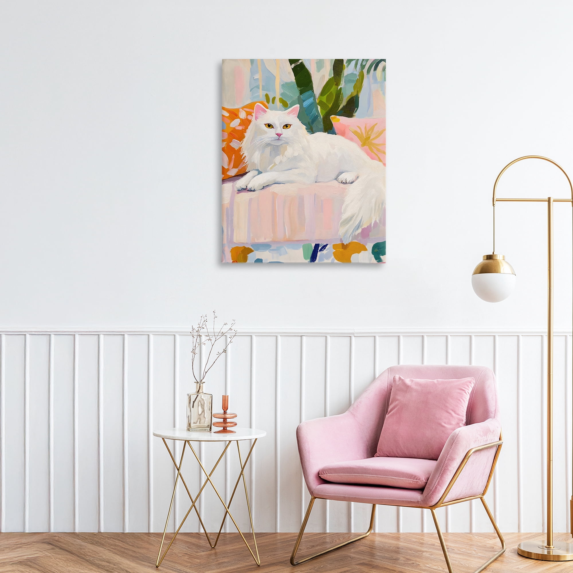 Stupell Industries Fancy Cat on Pastel Sofa Canvas Wall Art, design by The Prints Vibe