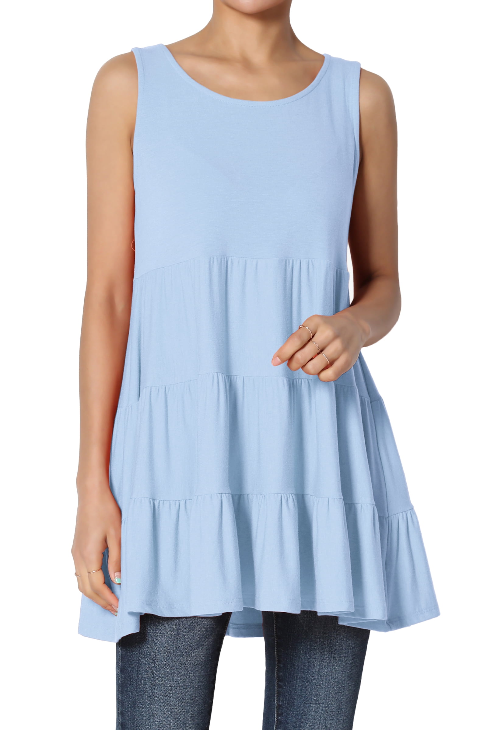 TheMogan TheMogan Women's S3X Sleeveless Tiered Ruffle Babydoll