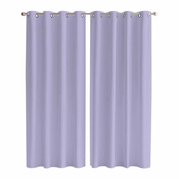 Pure Lavender Kitchen Curtains 96 Inch Length, Simple Solid Color Grommet Top Bedroom Living Room Curtains, Light Filtering Cafe Curtain Drapes 2 Panels Set 104''x96''