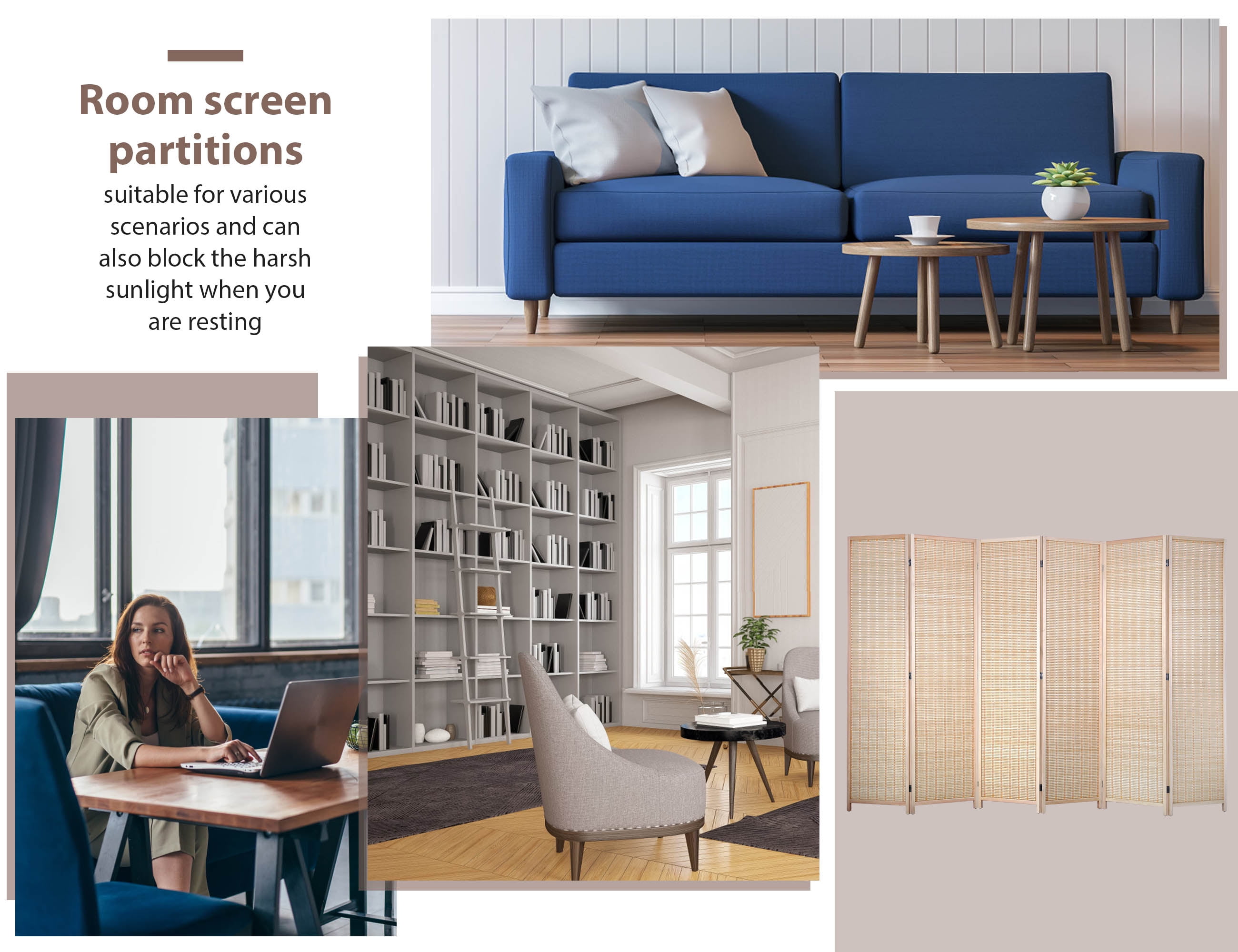 CL.HPAHKL Bamboo Room Divider 6 Panel Folding Privacy Screen Freestanding Wall Divider 6 ft Tall Room Partitions and Dividers for Home Bedroom Living Room, Natural