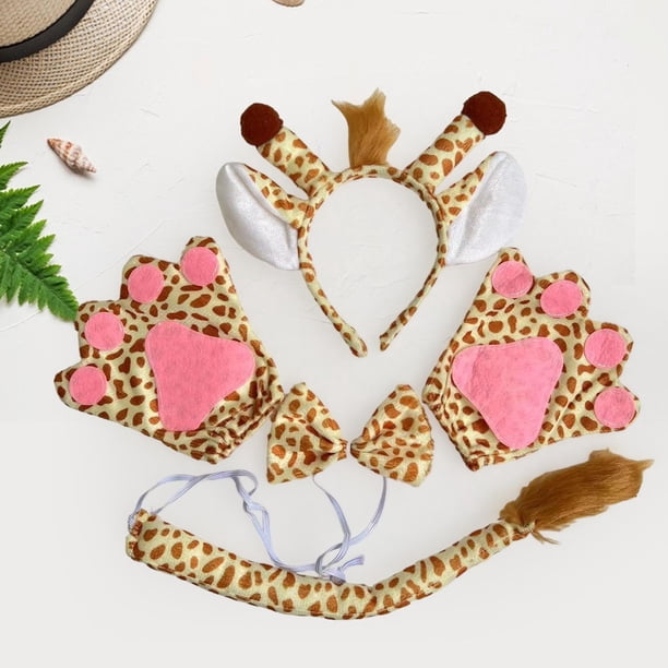 Set De 3 Piezas De Diadema Con Orejas De Jirafa, Cola Y Pajarita – Disfraz Divertido Para Adultos Y Niños En Halloween O Carnaval