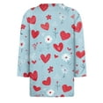 thumbnail image 6 of Lumtrix Womens Valentine Tops Casual Crew Neck 3/4 Length Sleeve Shirts Cute Love Heart T Shirts Loose Spring Fall Clothes 2026 Purple Pink 2XL, 6 of 6