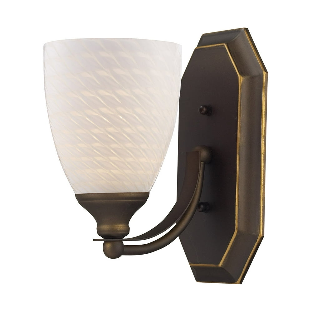 Bathroom Vanity 1 Light Fixtures With Aged Bronze Finish Metal Glass