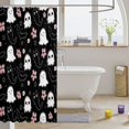 thumbnail image 3 of Manfei Classic Halloween Pumpkin Lantern Shower Curtain 72Wx78L,Colorful Fall Leaf Pattern Bath Curtain, 3 of 5