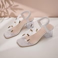 thumbnail image 2 of KEGIRLOM Women Spring And Summer Trendy Thick-Heeled Elegant Wrapped High Heels Open-Toe Style Vintage Fashion Shoes Gray 8.5, 2 of 9