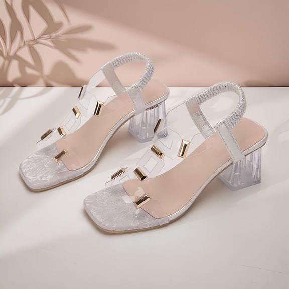 Women's Spring Summer Trendy Chunky Heel Sandals-Elegant Wrapped High Heels Open Toe Vintage Shoes Gray 43