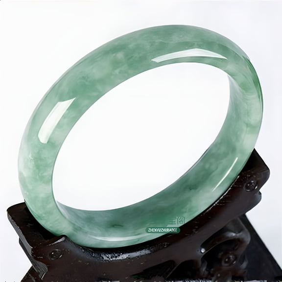 DESIGNICE Natural White Green Jade Bangle Bracelet Chinese Hand-Carved Fashion Charm Jewelry Accessories Amulet Gifts Men Women (Gem Color: 52mm)