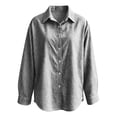thumbnail image 4 of Women's Elegant Plaid Button Down Shirt Long Sleeve Gingham Business Blouse Tops Women Soft Lightweight Loose Shirts Daily Office Travel Outfits, Black L, 4 of 4