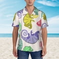 thumbnail image 4 of Lsque Cute Chameleons pattern Hawaiian Shirt for Men, Unisex Summer Beach Casual Short Sleeve Button Down Shirts-Small, 4 of 9
