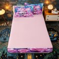 thumbnail image 4 of Erosebridal Fantasy Pink Dragon Zipper Full Size Comforter Sets with Fitted Sheet and 2 Pillowcases,Soft Rose Skull Accent Zipper Bedding Set,Pink Lavender,4pcs,Pink Reversible, 4 of 6