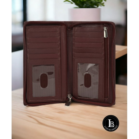 Leatherboss Wallets for Women RFID Blocking Ultra Slim Real Leather Credit Card Holder Clutch