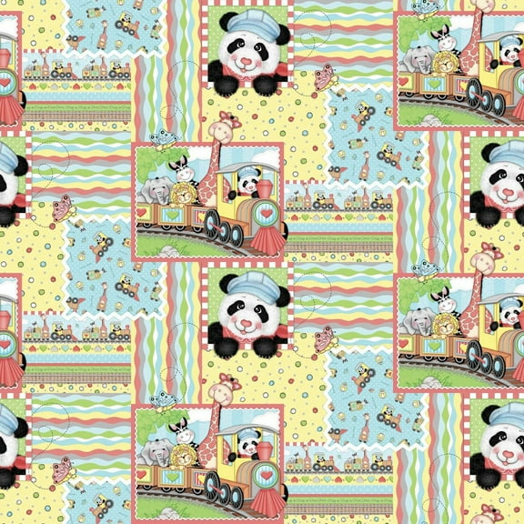 Bazooples 58816 Choo Choo Patch Nursery Springs Creative 100% Cotton Fabric By The Yard