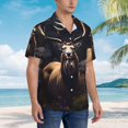 thumbnail image 3 of Logiee Regal Stag In Forest Print Mens Hawaiian Shirts,Loose-Fit Short Sleeve Button Down Tropical Aloha Beach Shirt,Summer Vacation Wedding Tops,3X-Large, 3 of 7