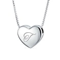 thumbnail image 1 of Personalized Plain Simple Engravable Script Alphabet Letter T Initial Monogram Heart Pendant Necklace Slide Pendant for Women for Girlfriend Polished .925 Sterling Silver Custom Engraved, 1 of 4