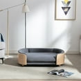 thumbnail image 2 of Dog Bed Pet Sofa, Velvet Upholstered Pet Sofa with Solid Wood Legs and Bent Wood Back, Ellipse Elevated Pet Bed for Small or Medium Dogs Cats, 38.6''x26.8''x10.6'', Large Size, Dark Gray, 2 of 7