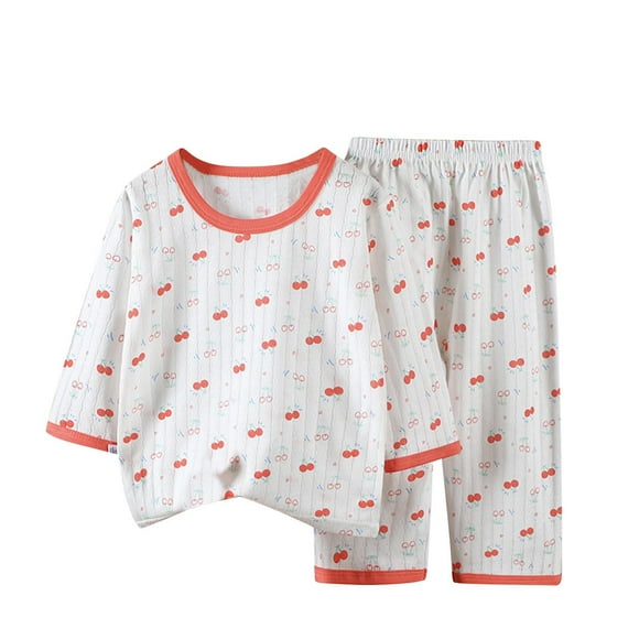 Odeerbi 6M-12Y Niños Niñas Pijamas de Verano de Algodón de Manga Larga Conjunto de Pantalones de Impresión Suave Ropa de Dormir Ligero Transpirable Conjunto de Pijama