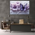 thumbnail image 5 of Mudket Purple Flower & Butterfly with Pearl and Diamond Canvas Wall Art, Floral Wall Decor, Framed Ready to Hang Artwork for Living Room Bedroom Luxury Decor - 12"L x 8"W, 5 of 10