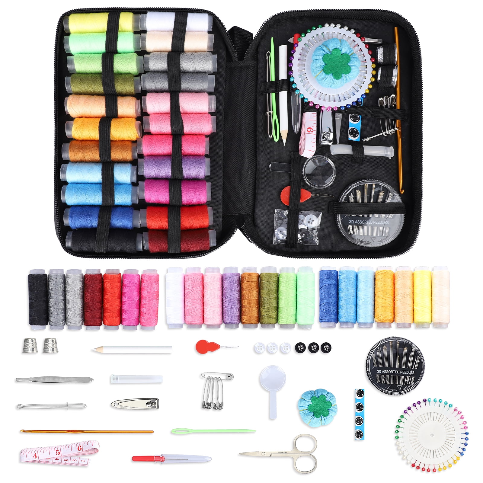 68*Home Travel Thread Threader Needle Tape Measure Scissor Sewing Kit Emergency 