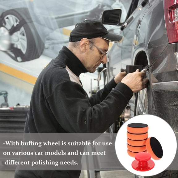 LIFKOME 1Set Polishing Pad for Automotive Use Orange Sponge with Ergonomic Handle and