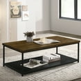 thumbnail image 4 of Furniture of America Mesto Industrial Wood and Metal Rectangle Coffee Table, Oak, 4 of 6