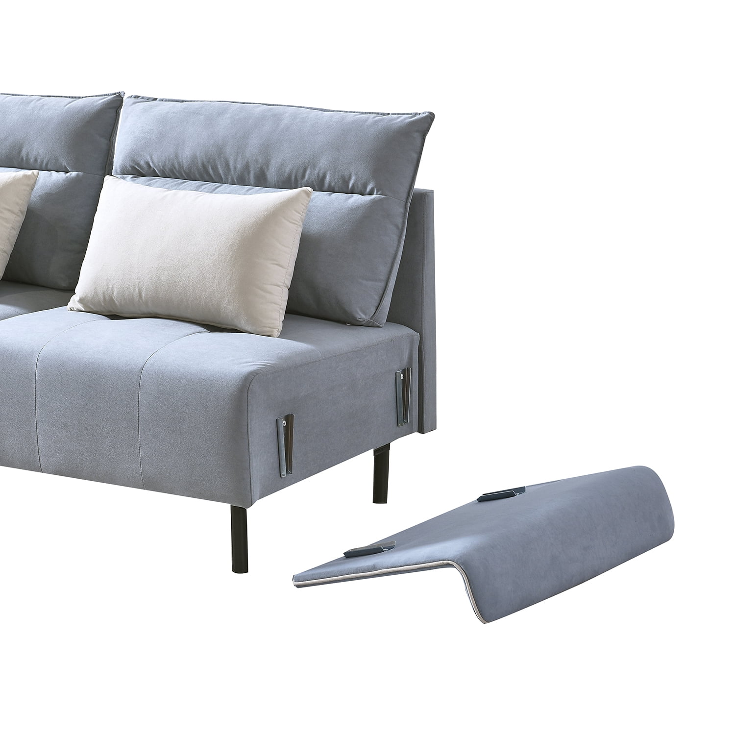 Resenkos Sofa for Room Sofa Chaise Sleeper Sofa for Small Living Room Spaces with Cushion Couch for Bedroom Mid-Century Modern Reversible Sectional Sofa, Blue