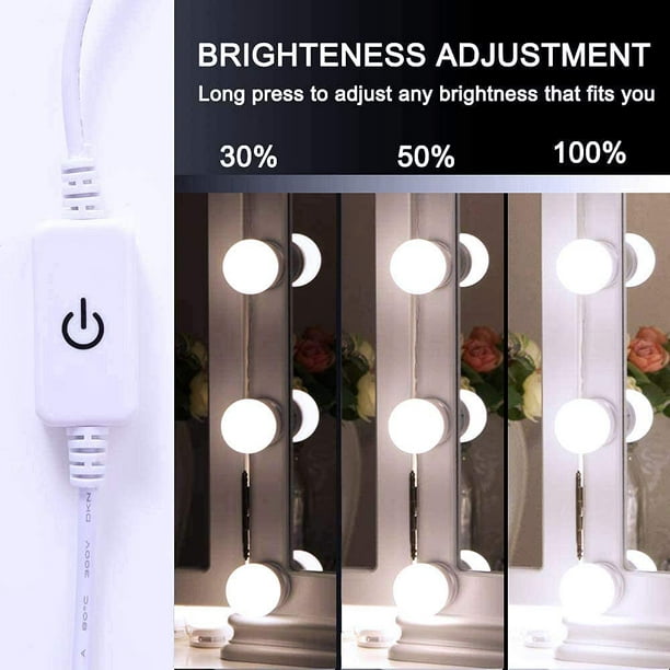 Lumière de Miroir, 5 Couleurs Lampe pour Miroir Cosmetique Hollywood Kit de  Lumière LED avec 10 ampoules à intensité variable pour coiffeuse pour  maquillage et Salle de Bain Miroir : : Luminaires