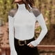 thumbnail image 2 of Mujeres Sexy Slim Net Yarn Empalme Sólido Casual Mangas largas Cuello alto Camisas Blusas Tops Pullover Fridja hkj3462, 2 of 3