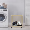 thumbnail image 2 of ToppiJoy Laundry Basket with Wheels, Metal Rolling Laundry Cart, Ventilated Hollow-Out Design for Bedroom, Laundry Room, Bathroom Gold, 2 of 10