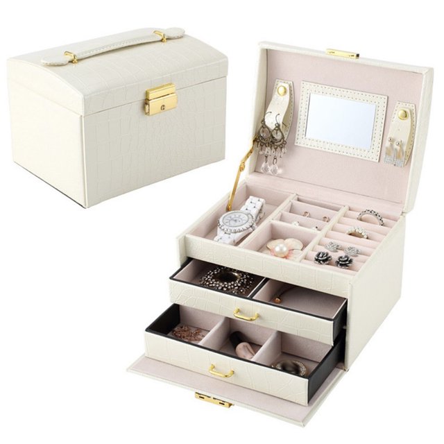 Jewelry Organizer Portable Pure Color Large Capacity Necklace Case Earrings Case