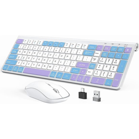 JOYACCESS Wireless Keyboard and Mouse,Ergonomic Keyboard Wireless,Dustproof and Portable,Number Keypad, Adjustable DPI Computer Keyboard Mouse for Lap