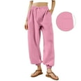 thumbnail image 4 of BLOCLOALO Dress Pants Casual Pants Wide Leg Elastic Waist Pants with Pockets Lightweight High Waisted Adjustable Loose Lounge Trousers Workout Pants Exercise Pants for Women Dress Pants Women Pink L, 4 of 9