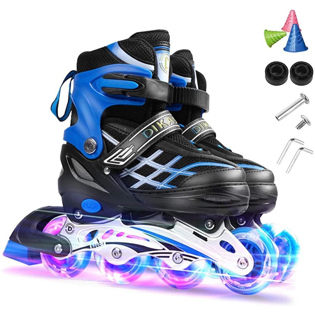 Kids Inline Skates Roller Shoes with Adjustable Size Light up Wheel Boy &Girl WF 