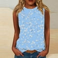 thumbnail image 2 of Jsaierl Womens Flower Print Crewneck Tank Tops Graphic Curved Hem Sleeveless Tops Summer Casual Loose Fit Shirts Plus Size, 2 of 5