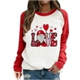 thumbnail image 1 of RKSTN Chandail de la Saint-Valentin pour Femmes, Chandail à la Mode avec Lettres et Cœurs Imprimés, Manches Longues, Col Rond, Hauts à Empiècements, 1 of 4